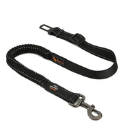 Adjustable black pet seat belt with metal buckle and clip for secure car travel with dogs and cats safety harnesses
